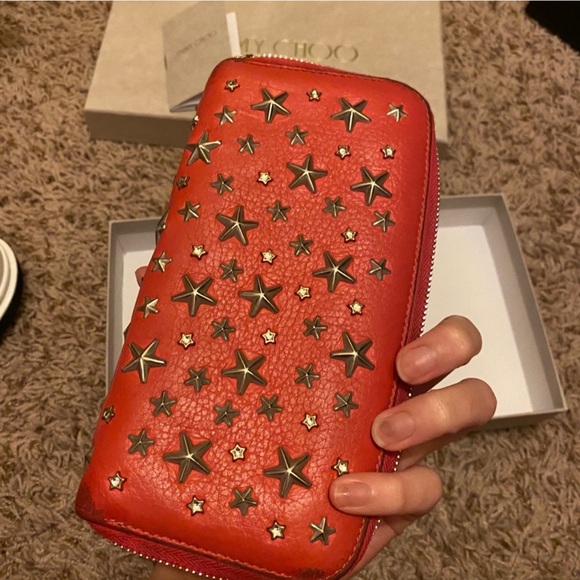 Jimmy Choo Star Wallet Pink/Red with Rhinestones & Original Packaging - Picture 3 of 12